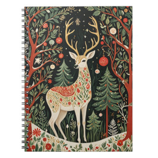 Carnet Cerf de Noël de la forêt de minuit