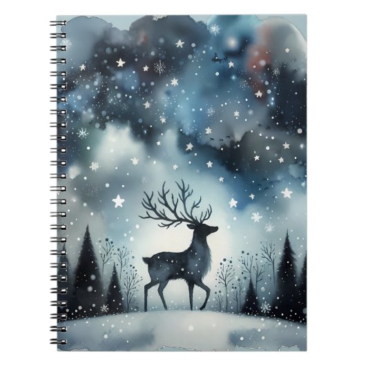 Carnet Cerf de Nuit d'Hiver Étoilé (Devant)