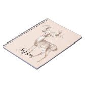 Carnet Cerf Fleurs Roses (Côté gauche)