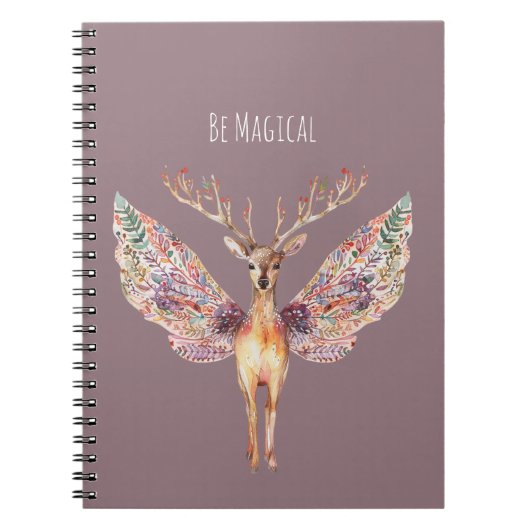 Carnet Cerf Magique Ailes Violettes (Devant)
