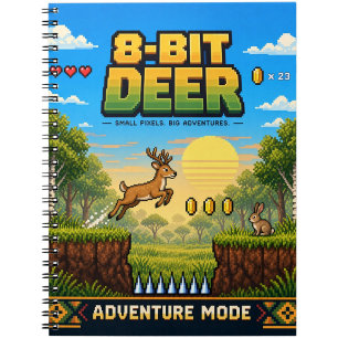 Carnet Cerf, Pixel Art 8 Bits Rétro