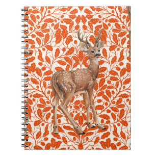 Carnet Cerf sur le motif damassé de chêne décoratif en or