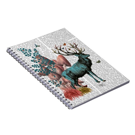 Carnet Cerf Turquoise en Forêt de Champignons (Côté Droit)