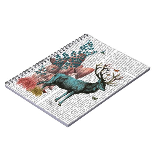 Carnet Cerf Turquoise en Forêt de Champignons (Côté gauche)