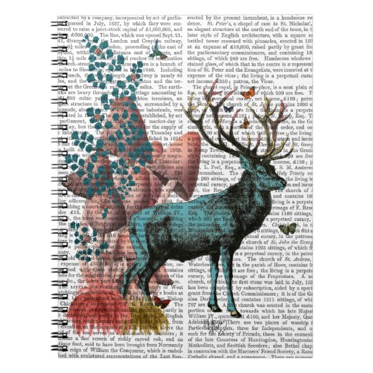 Carnet Cerf Turquoise en Forêt de Champignons (Devant)