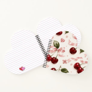 Carnet Cerise Coquette & Nœud en Satin Rose Motif Sans Co