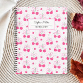 Carnet Cerise Coquette Rose avec rubans Monogramme