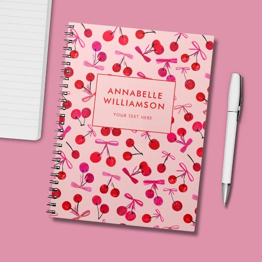Carnet Cerise & Nœud Rose