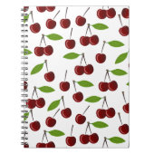 Carnet Cerise Rouge, Motif De Cerises, Feuilles, Fruits (Devant)