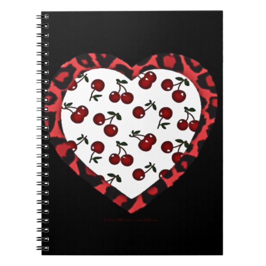 Carnet Cerises Rockabilly RAB Impression Léopard Coeur (Devant)
