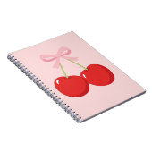 Carnet Cerises Rouges avec Nœud Rose Coquette Élégance de (Côté Droit)