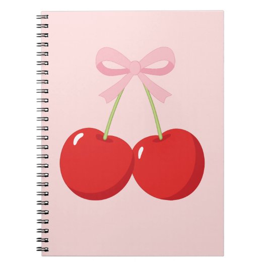 Carnet Cerises Rouges avec Nœud Rose Coquette Élégance de (Devant)