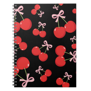 Carnet Cerises Rouges avec Ruban Rose Coquette Cottage Ch