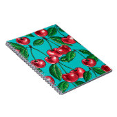 Carnet Cerises rouges sur turquoise (Côté Droit)