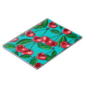 Carnet Cerises rouges sur turquoise (Côté gauche)