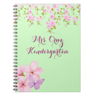 Carnet Cerisier Fleur Pretty Rose & Vert Personnalisé