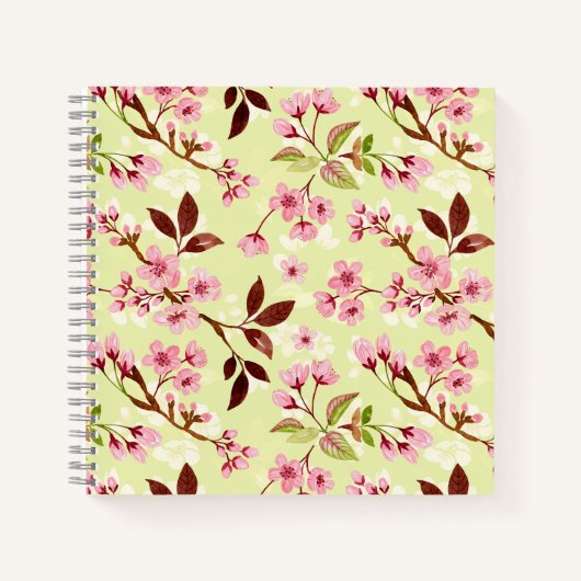 Carnet Cerisier Fleurs Jaune Vert Arrière - plan (Devant)