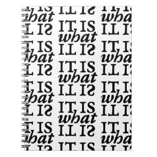 Carnet "C'est ce qu'il est" Typographie noir et blanc