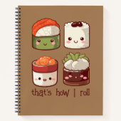 Carnet C'est comme ça que je roule Cute Kawaii Sushi (Devant)