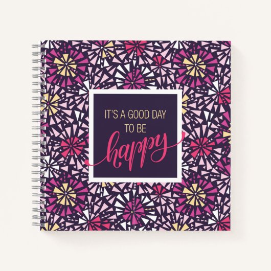 Carnet C'est un bon jour pour être heureux Abstrait viole (Devant)