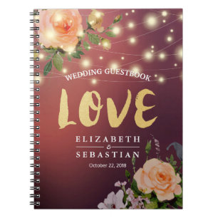 Carnet Chaîne Florale Rouge Bourgogne Mariage