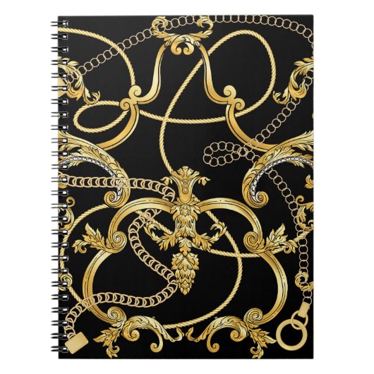 Carnet Chaînes d'or baroque Motif sans couture (Devant)