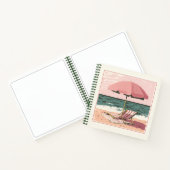 Carnet Chaise de plage rose et crème et parapluie (Intérieur)