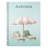Carnet Chaises Longues Pink Green Heart Beach Parapluie (Devant)