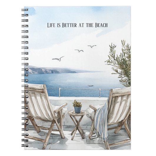 Carnet Chaises Oiseaux Plage Vue sur l'océan (Devant)