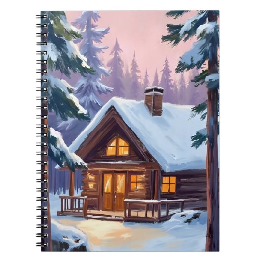 Carnet Chalet de Noël | Forêt Hiver Neige (Devant)