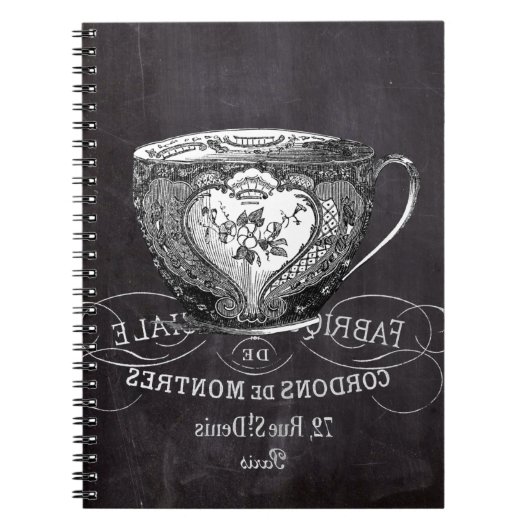 Carnet Chalkboard Alice à Wonderland tea party teacup (Devant)