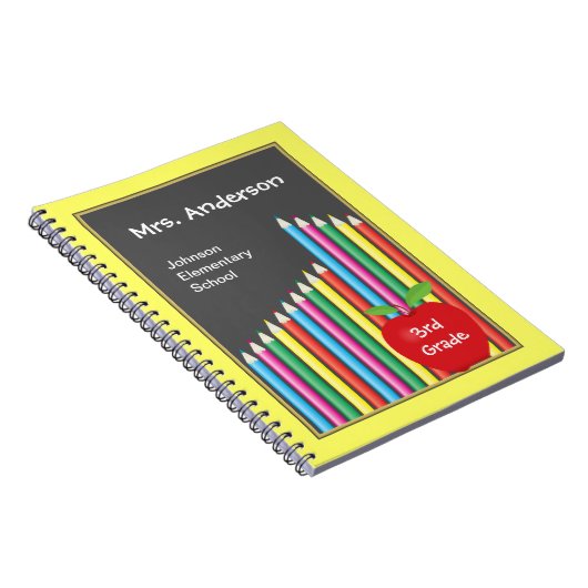 Carnet Chalkboard & Crayons colorés Professeur (Côté Droit)