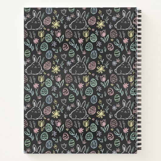 Carnet Chalkboard Easter Bunny Doodle Pattern (Dos)