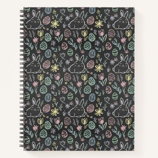 Carnet Chalkboard Easter Bunny Doodle Pattern (Devant)