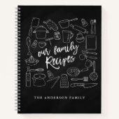 Carnet Chalkboard Kitchen Tools Personnalisé Recette Note (Devant)