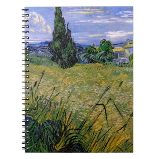 Carnet Champ de blé vert avec cyprès par Van Gogh. (Devant)