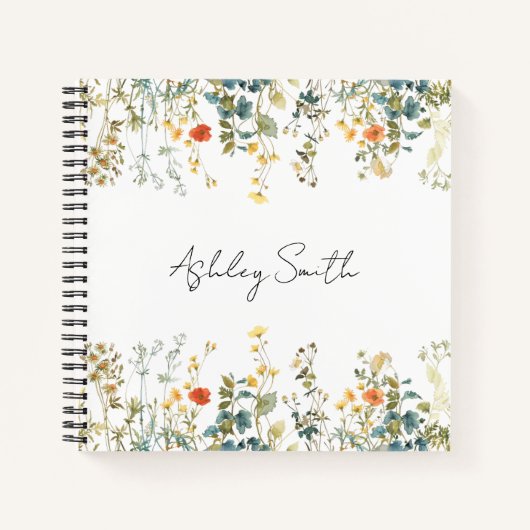 Carnet Champ Fleur sauvage élégant Personnalisé (Devant)