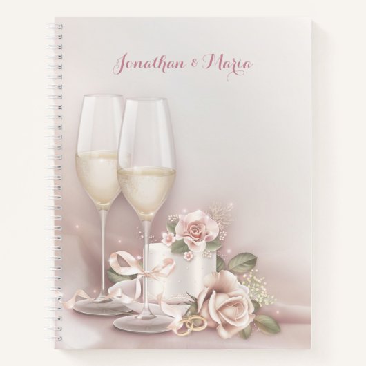 Carnet Champagne au gâteau et Roses (Devant)