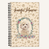 Carnet Champagne Cockapoo Chien Empreinte de patte & Cute (Recto)