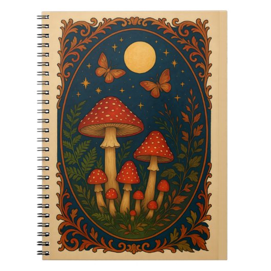 Carnet Champignon Enchanté, Forêt Féérique au Clair de Lu (Devant)