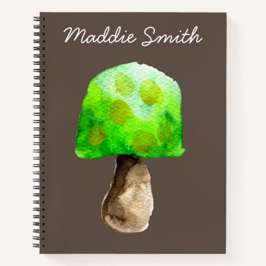 Carnet Champignon vert aquarelle champignons mignons (Devant)