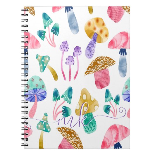 Carnet Champignons aquarelle mignons (Devant)