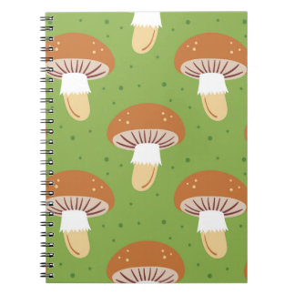 Carnet Champignons d'automne : motif sans couture verte.