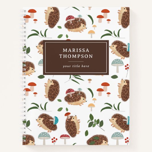Carnet Champignons de Hérisson Mignon Forêt Animaux de la (Devant)
