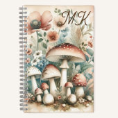 Carnet Champignons et Fleurs Monogrammés de Style Cottage (Recto)