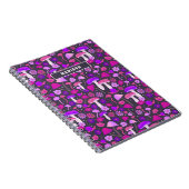 Carnet Champignons floraux Vibrant rose, violet et noir (Côté Droit)