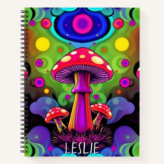 Carnet Champignons Rétro Colorés Vibrants Psychedéliques (Devant)