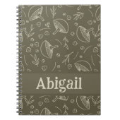 Carnet Champignons Sage Vert Bois Design Funky Boho (Devant)