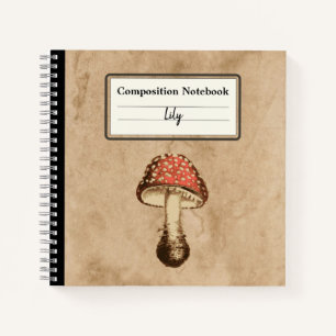 Carnet Champignons sur un vieux papier Composition person