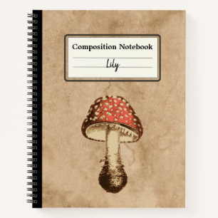 Carnet Champignons sur un vieux papier Composition person
